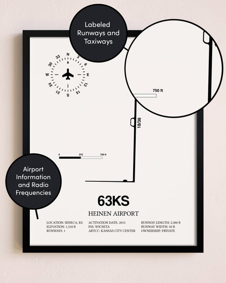Framed Heinen Airport layout wall art poster
