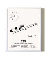 Jake Arner Memorial Airport airport map poster in oak frame