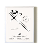 Range Regional Airport airport map poster in oak frame