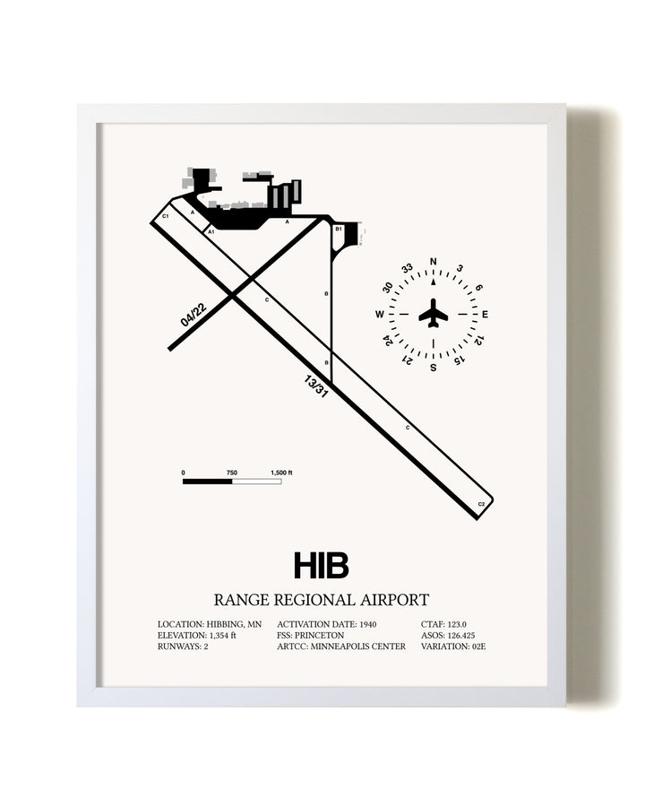 Range Regional Airport airport map poster in oak frame