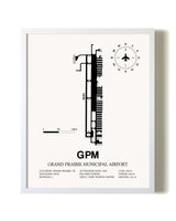 Grand Prairie Municipal Airport airport map poster in oak frame
