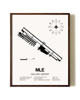 Millard Airport aviation print in walnut frame