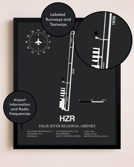 False River Regional Airport poster size comparison chart