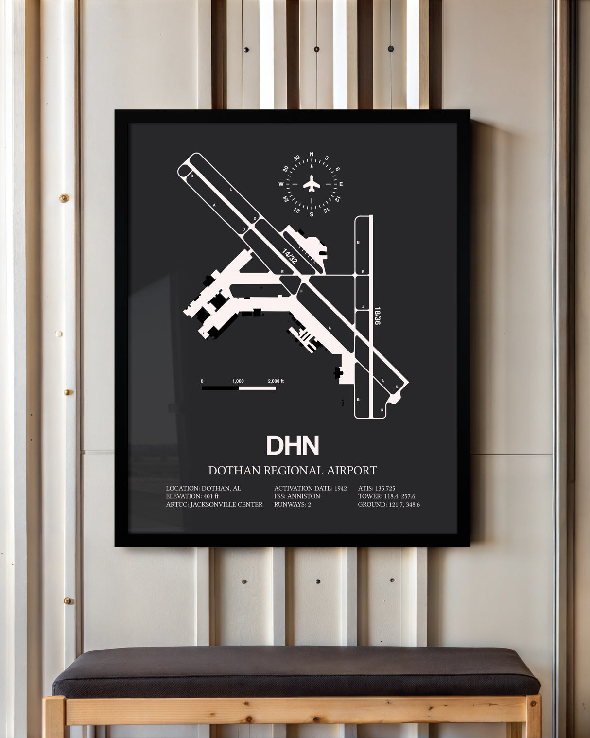 Frame color options for Dothan Regional Airport Wall Art