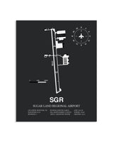 Gray Framed Sugar Land Regional Airport layout wall art poster