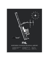 Gray Framed Northern Colorado Regional Airport layout wall art poster