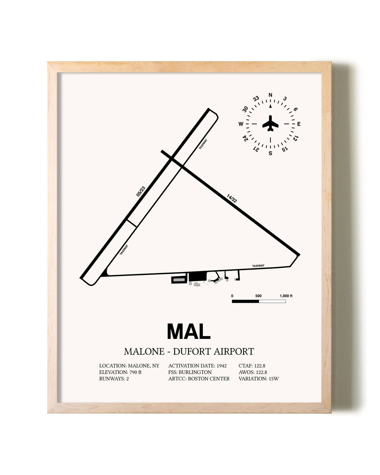 Malone-Dufort Airport framed wall art in white frame