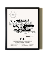 Framed Fort Lauderdale / Hollywood International Airport wall art poster in black frame