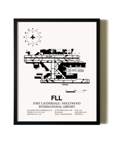 Framed Fort Lauderdale / Hollywood International Airport wall art poster in black frame