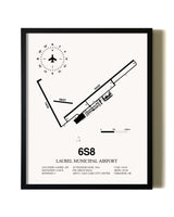 Framed Laurel Municipal Airport wall art poster in black frame