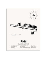 Gray Ramona Airport framed poster displayed in an airplane hangar