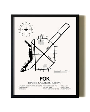 Framed Francis S. Gabreski Airport wall art poster in black frame