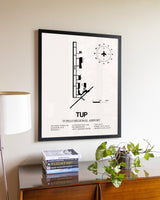 Tupelo Regional Airport aviation wall décor in black wood frame