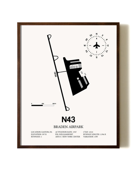 Braden Airpark aviation print in walnut frame