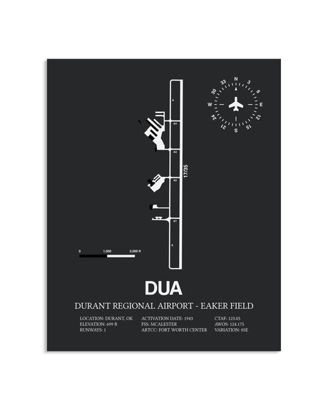 Gray Framed Durant Regional Airport-Eaker Field layout wall art poster