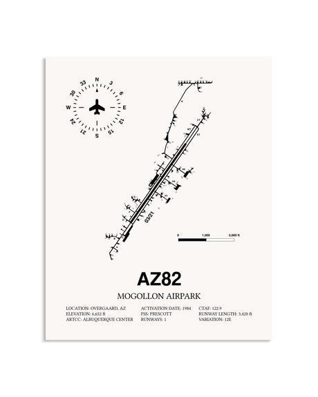 Gray Mogollon Airpark framed poster displayed in an airplane hangar