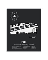Gray Framed Fullerton Municipal Airport layout wall art poster