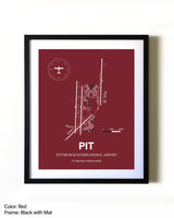 Pittsburgh International Airport aviation wall décor in black wood frame