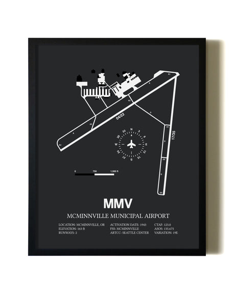 Unframed McMinnville Municipal Airport map print poster