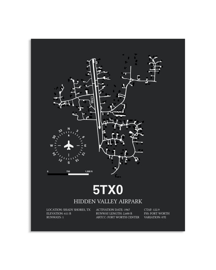 Gray Framed Hidden Valley Airpark layout wall art poster