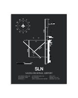 Gray Framed Salina Regional Airport layout wall art poster