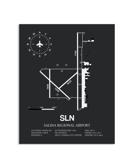 Gray Framed Salina Regional Airport layout wall art poster