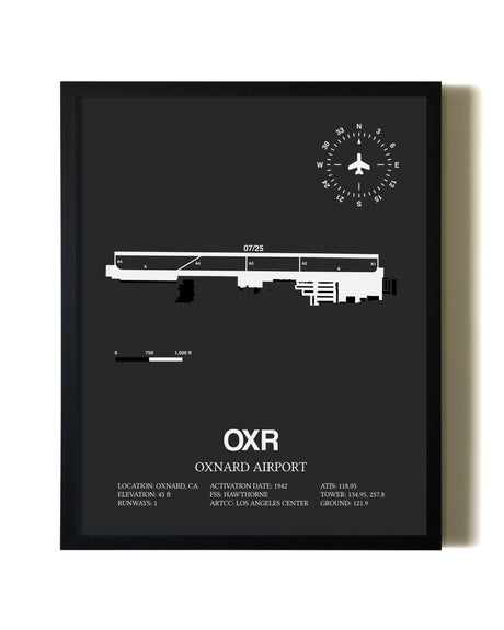 Unframed Oxnard Airport map print poster