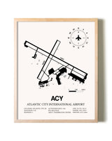 Atlantic City International Airport framed wall art in white frame