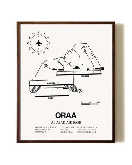 Al Asad Air Base aviation print in walnut frame