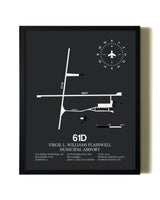 Unframed Virgil L. Williams Plainwell Municipal Airport map print poster