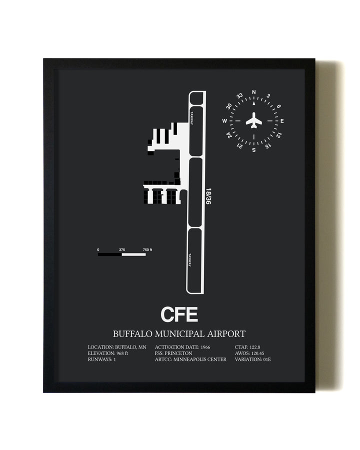 Unframed Buffalo Municipal Airport map print poster