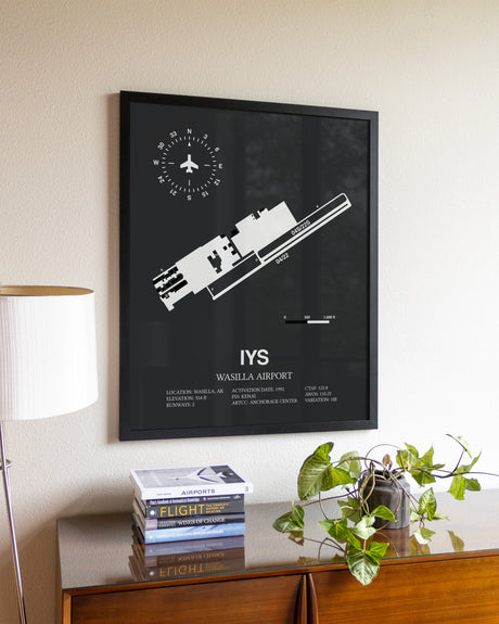 Gray Framed Wasilla Airport wall art poster in black frame