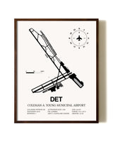 Coleman A. Young Municipal Airport aviation print in walnut frame