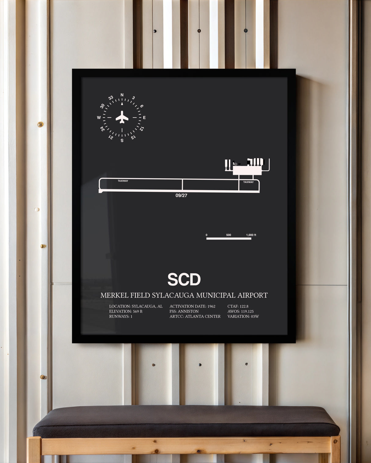 Frame color options for Merkel Field Sylacauga Municipal Airport Wall Art