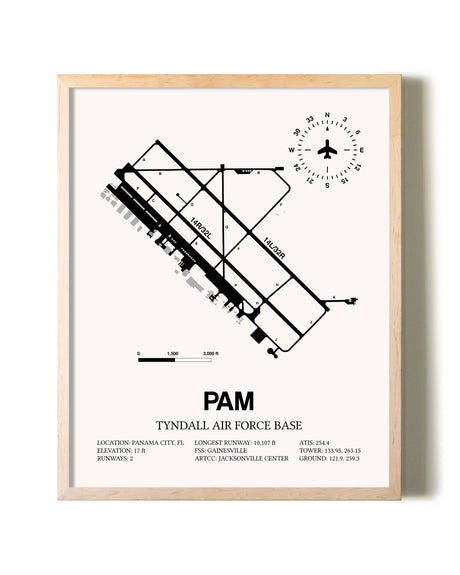 Tyndall Air Force Base framed wall art in white frame