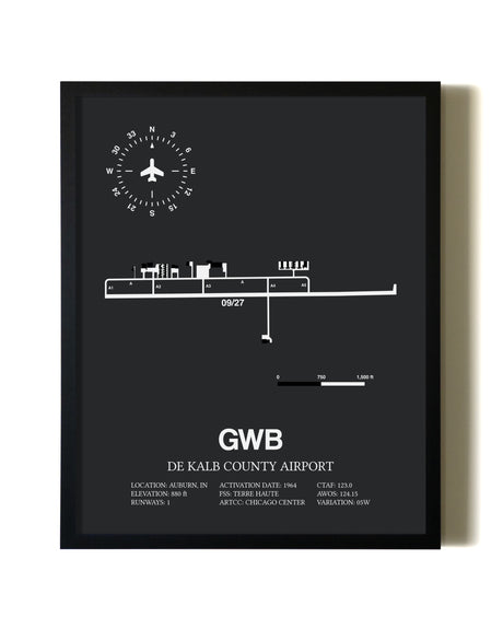 Unframed De Kalb County Airport map print poster
