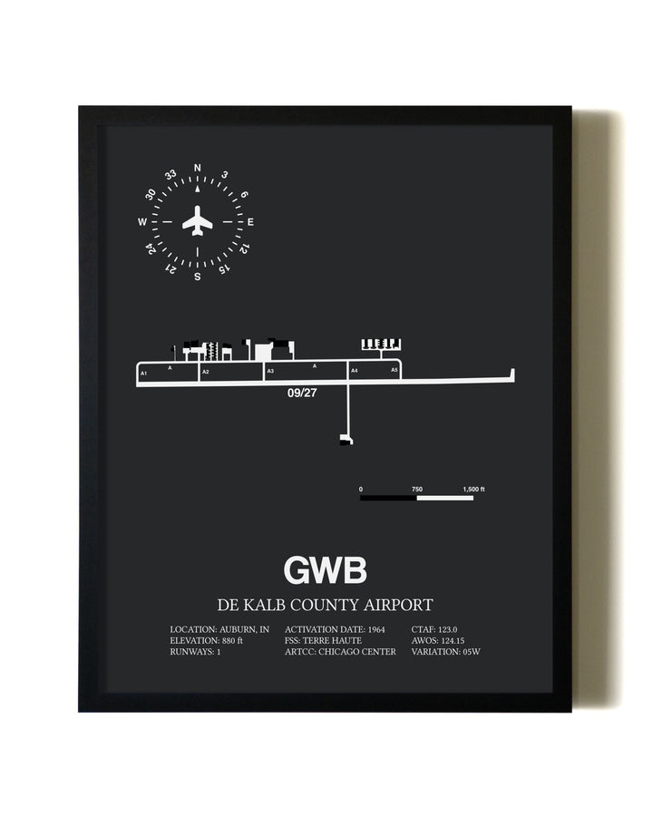 Unframed De Kalb County Airport map print poster