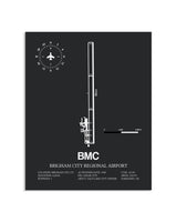 Gray Framed Brigham City Regional Airport layout wall art poster