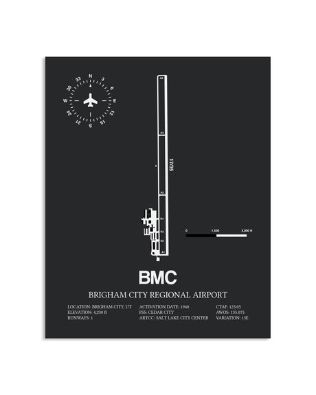 Gray Framed Brigham City Regional Airport layout wall art poster