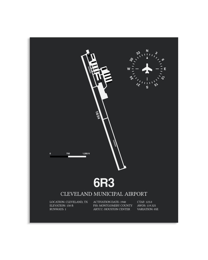Gray Framed Cleveland Municipal Airport layout wall art poster