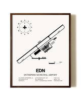 Enterprise Municipal Airport aviation print in walnut frame
