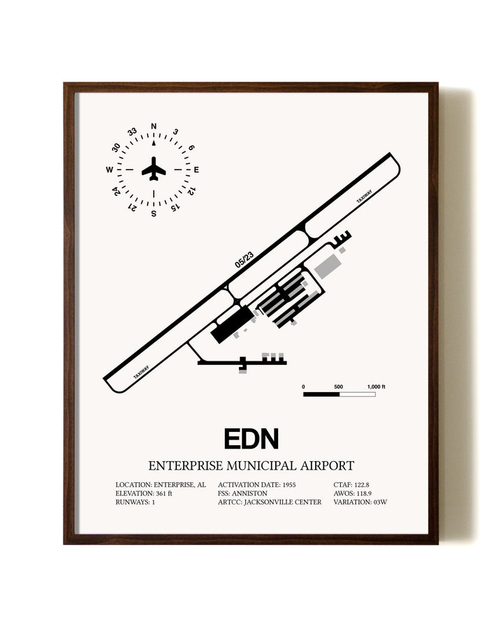 Enterprise Municipal Airport aviation print in walnut frame
