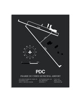 Gray Framed Prairie Du Chien Municipal Airport layout wall art poster