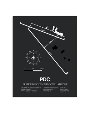 Gray Framed Prairie Du Chien Municipal Airport layout wall art poster