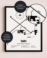 Framed Smith Field Airport layout wall art poster