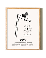 Corvallis Municipal Airport framed print in natural wood frame