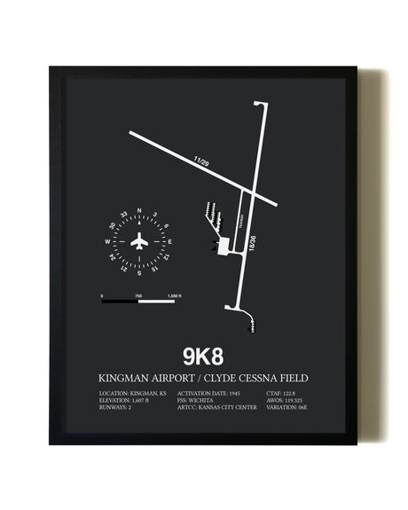 Unframed Kingman Airport / Clyde Cessna Field map print poster