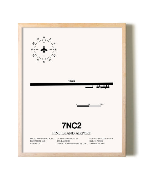 Pine Island Airport framed wall art in white frame