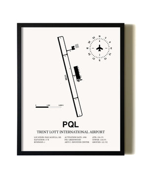 Framed Trent Lott International Airport wall art poster in black frame