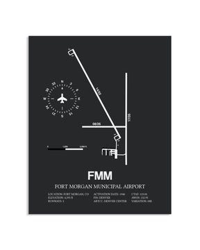 Gray Framed Fort Morgan Municipal Airport layout wall art poster